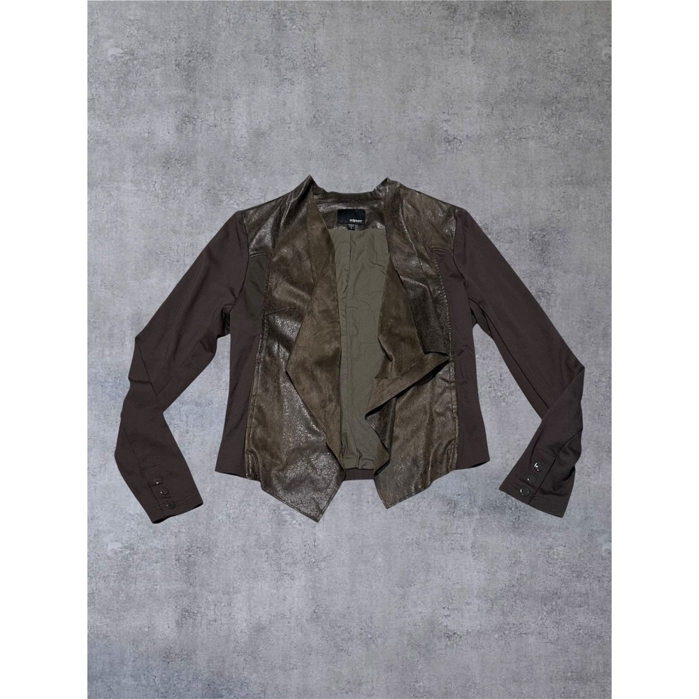 Edyson Waterfall Jacket Women Large Brown Draped Faux Suede SJ10302 EUC